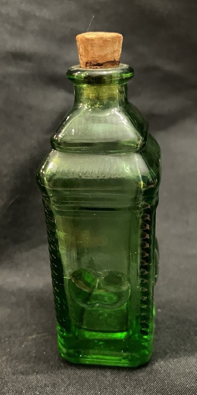 Vintage Green Wheaton Glass Berring’s Apple Bitters Miniature Bottle W/ Cork